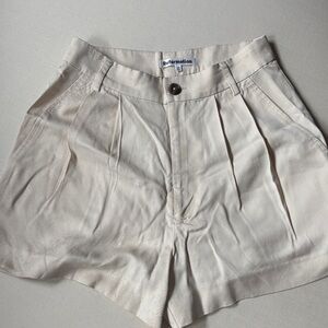 Reformation High-Waist Pleated Shorts in Cream